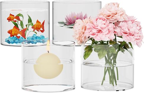SUREHOME Glass Cylinder Vases for Centerpieces, 4 Pcs Large Clear Hurricane Glass Candle Holders 6 x 6 in Tall Floating Candle Vases Bulk for Flower Vase Home Wedding Formal Table Centerpiece Decor in Saudi Arabia