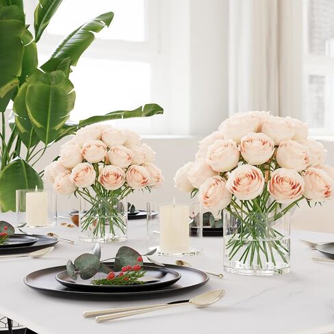 SUREHOME Glass Cylinder Vases for Centerpieces, 4 Pcs Large Clear Hurricane Glass Candle Holders 6 x 6 in Tall Floating Candle Vases Bulk for Flower Vase Home Wedding Formal Table Centerpiece Decor in Saudi Arabia