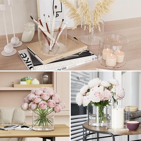 SUREHOME Glass Cylinder Vases for Centerpieces, 4 Pcs Large Clear Hurricane Glass Candle Holders 6 x 6 in Tall Floating Candle Vases Bulk for Flower Vase Home Wedding Formal Table Centerpiece Decor in Saudi Arabia