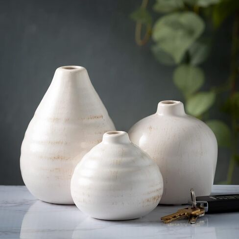 Sullivans Vase Set, Modern Ceramic Bud Vases, Centerpiece Vases for Table, Shelf, Coffee Table, and Mantle Decor, Set of 3 in Saudi Arabia