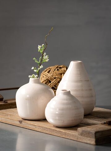 Sullivans Vase Set, Modern Ceramic Bud Vases, Centerpiece Vases for Table, Shelf, Coffee Table, and Mantle Decor, Set of 3 in Saudi Arabia