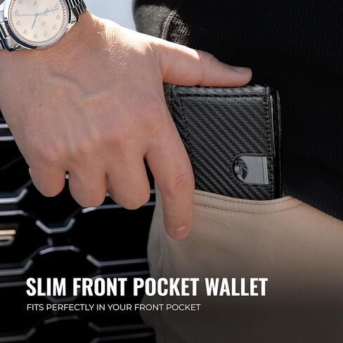 Kingly Mens Cash Clip Wallet Leather | Minimalist Wallet for Men RFID Blocking | Front Pocket Wallet Holds 12 Cards | Leather Wallet with Money Clip for Men | Slim Bifold Wallet for Men w/Pull Tab in Saudi Arabia