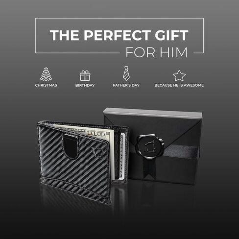 Kingly Mens Cash Clip Wallet Leather | Minimalist Wallet for Men RFID Blocking | Front Pocket Wallet Holds 12 Cards | Leather Wallet with Money Clip for Men | Slim Bifold Wallet for Men w/Pull Tab in Saudi Arabia