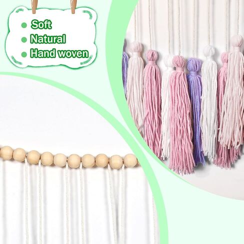 Boho Chic[ Multicolour] Macrame Wall Decor[ Large Tassel Hanging with Wood Beads] Ideal for Bedroom, Living Room, Girls' Room & Nursery [44" Wide x 40" High] in Saudi Arabia