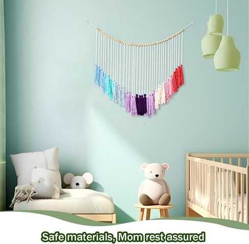 Boho Chic[ Multicolour] Macrame Wall Decor[ Large Tassel Hanging with Wood Beads] Ideal for Bedroom, Living Room, Girls' Room & Nursery [44" Wide x 40" High] in Saudi Arabia