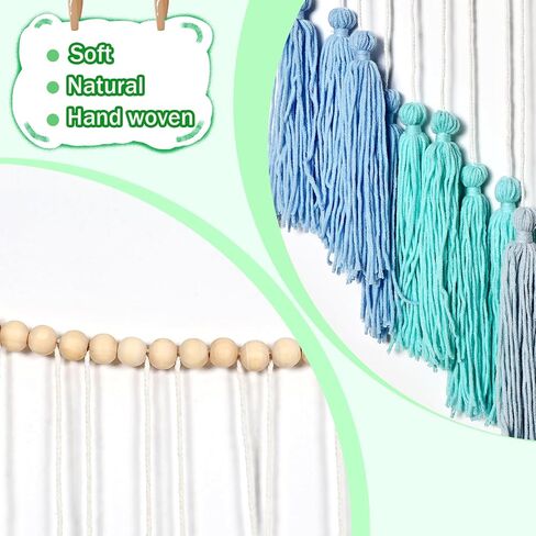 Boho Chic[ Multicolour] Macrame Wall Decor[ Large Tassel Hanging with Wood Beads] Ideal for Bedroom, Living Room, Girls' Room & Nursery [44" Wide x 40" High] in Saudi Arabia