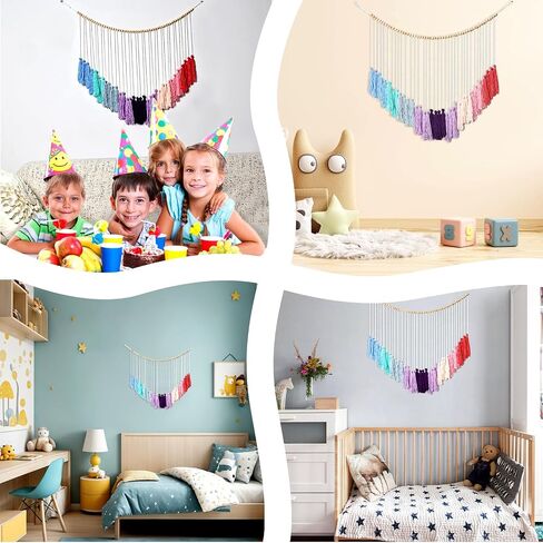 Boho Chic[ Multicolour] Macrame Wall Decor[ Large Tassel Hanging with Wood Beads] Ideal for Bedroom, Living Room, Girls' Room & Nursery [44" Wide x 40" High] in Saudi Arabia