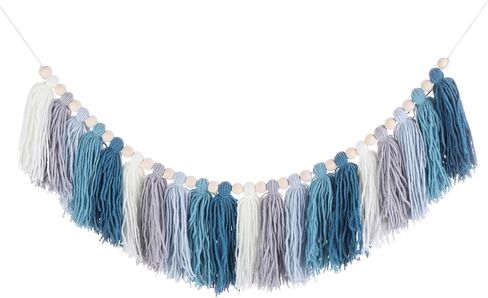 MECCANIXITY Bohemian Yarn Tassel Garland with Wood Beads,3.9Ft Brown Terracotta Fall Wall Hanging Tassels Banner Western Room Decor for Bedroom Office Nursery Classroom Party Decorations in Saudi Arabia