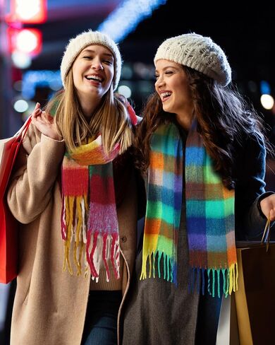 2 قطعة وشاح منقوشة مكتنزة الدافئة منقوشة وشاح الشتاء الكبير وشاح ملون المتضخم بطانية شال شرابة لينة خريف شتاء للنساء in Kuwait