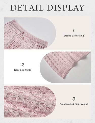 سروال نسائي للتغطية على الشاطئ، سروال مجوف برباط مطاطي عالي الخصر، ثوب سباحة شبكي شفاف وواسع الساق in Kuwait