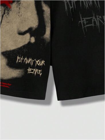 WDIRARA Men's Graphic Print Drawstring Elastic Waist Shorts Summer Street Mini Shorts with Pockets in Saudi Arabia