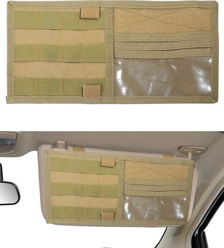 YAKEFLY Car Molle Visor Panel,Molle Visor Panel Organizer,Vehicle Visor Tactical Storage Holder Pouch Bag,Car Sun Visor Organizer Holder with Molle Elastic Straps,Suit for Most Vehicles (Black) in Saudi Arabia