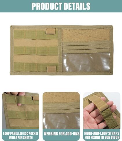 YAKEFLY Car Molle Visor Panel,Molle Visor Panel Organizer,Vehicle Visor Tactical Storage Holder Pouch Bag,Car Sun Visor Organizer Holder with Molle Elastic Straps,Suit for Most Vehicles (Black) in Saudi Arabia
