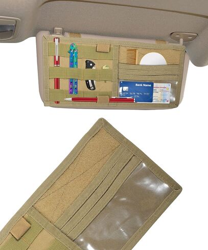 YAKEFLY Car Molle Visor Panel,Molle Visor Panel Organizer,Vehicle Visor Tactical Storage Holder Pouch Bag,Car Sun Visor Organizer Holder with Molle Elastic Straps,Suit for Most Vehicles (Black) in Saudi Arabia