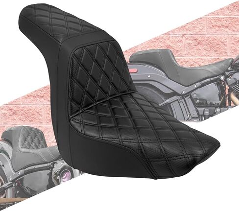 Motorcycles Two-Up Seat Front Rear Driver Passenger Cushion Seat Fit For Harley Softail Low Rider FXLR FXLRS Sport Glide FLSB 2018-Up (Red Stitching) in Saudi Arabia