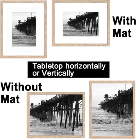 5x7 White Frame Made of Woodgrain 4x6 with Mat or 5x7 Without Mat,Covered by Real Glass Collage Frames-Table Top Display or Wall Mounting 5 By 7 Photo Frame,Perfect for Home Décor Gifts in Kuwait