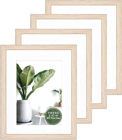 5x7 White Frame Made of Woodgrain 4x6 with Mat or 5x7 Without Mat,Covered by Real Glass Collage Frames-Table Top Display or Wall Mounting 5 By 7 Photo Frame,Perfect for Home Décor Gifts in Kuwait