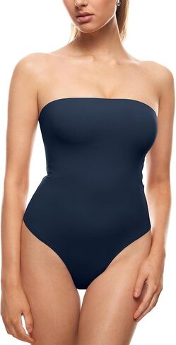 INLYRIC Women's Natrelax Sexy Strapless Bodysuit Thong Tube Top Off The Shoulder One Piece Leotard in Saudi Arabia
