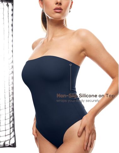 INLYRIC Women's Natrelax Sexy Strapless Bodysuit Thong Tube Top Off The Shoulder One Piece Leotard in Saudi Arabia