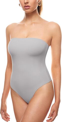 INLYRIC Women's Natrelax Sexy Strapless Bodysuit Thong Tube Top Off The Shoulder One Piece Leotard in Saudi Arabia