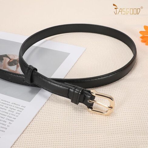 JASGOOD Womens Thin Leather Belt for Jeans Pants Fashion Skinny Faux Leather Belt for Dresses in Kuwait