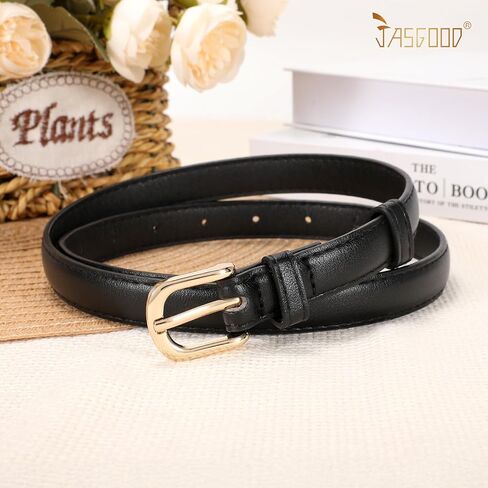 JASGOOD Womens Thin Leather Belt for Jeans Pants Fashion Skinny Faux Leather Belt for Dresses in Kuwait