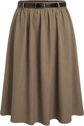 CIDER Mid Waist Skirts for Women Pleated A-Line Long Maxi Skirt Plus Size with Belts 2024 Trendy in Saudi Arabia
