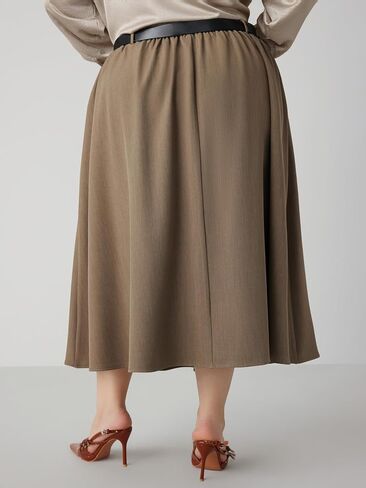 CIDER Mid Waist Skirts for Women Pleated A-Line Long Maxi Skirt Plus Size with Belts 2024 Trendy in Saudi Arabia
