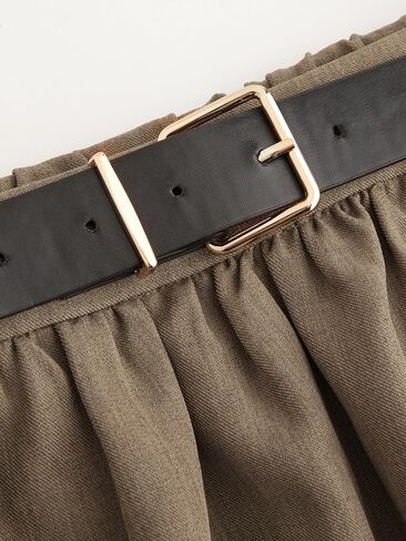 CIDER Mid Waist Skirts for Women Pleated A-Line Long Maxi Skirt Plus Size with Belts 2024 Trendy in Saudi Arabia