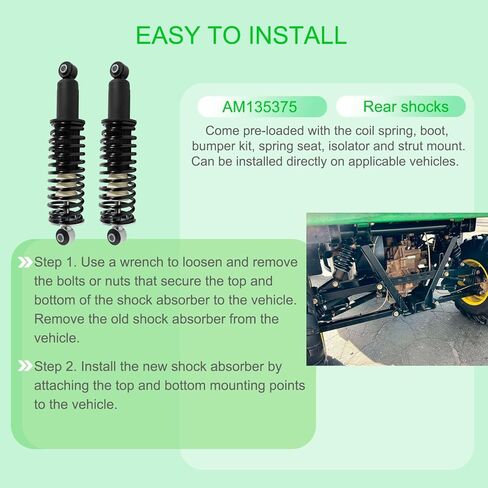 طقم تعليق AM135375 ممتص الصدمات الخلفي لليسار واليمين لجون ديري غاتورز XUV620I، XUV850D، HPX615E، HPX815E (2 قطعة) in Kuwait