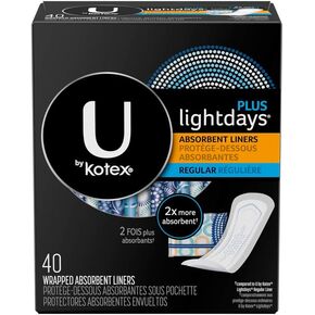 U by Kotex Lightdays Plus Absorbent Liners 40ct
