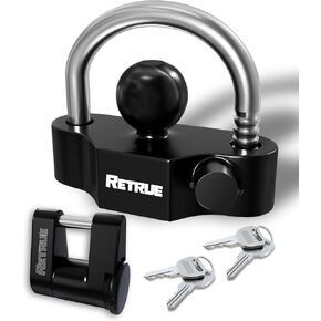 Keyed Alike Heavy Duty Coupler Lock Set Trailer Lock Kit Include Universal Coupler Lock & Trailer Tongue Coupler Lock All Black Set