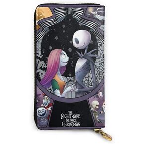 Nightmare Before Christmas Purse Gifts Womens Small Wallet Ladies Wristlet Clutch RFID Blocking Genuine Leather Zip Purse