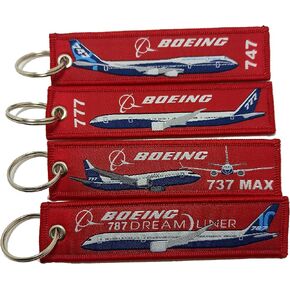 4 Pcs Pack Aviation Passenger Plane Aircraft Born To Fly Keyring Set B 737, B 747, B 777, B 787 Double Side Key Chain Keyring Lanyard