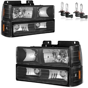 Headlights Assembly for 94-98 GMC C/K 1500 2500 3500 Sierra, for 94-99 GMC C/K 1500 2500 Suburban Yukon+Bumper Signal Corner Lights