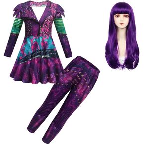 Evie Dress Mal Dress Up Red Costume Bridget Dresses with Wig Role Play Clothes Set Birthday Christmas Outfit