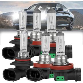 Fit for Honda Accord 1992-2007 & 2008-2012 Sedan Halogen Headlight Bulbs,9005/HB3 High Beam+9006/HB4 Low Beam Halogen Headlight Bulbs Headlamp Replcement Bulb Kit,Plug and Play,Bright White,Pack of 4
