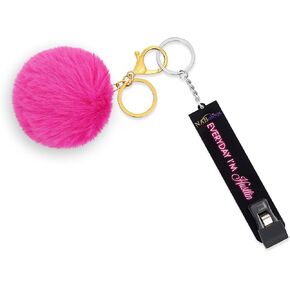 NABULOUS Card Grabber for Long Nails - Credit Card Puller - ATM Debit Card Clip Keychain with Pom Pom - Sanitary Card Grabber (Black and Pink)