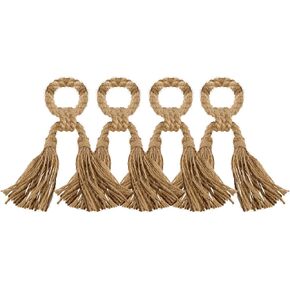 Natural Jute Tassel Napkin Ring, 1" D x 7.5" L