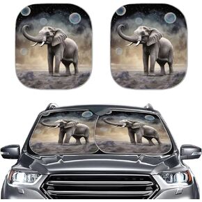 2 Piece Wolf Floral Car Windshield Sun Shade SUV Sunshade Windshield Sun Shield Foldable Sun Shield Front Window Sun Visors Truck Automotive Sun Blocker Protection