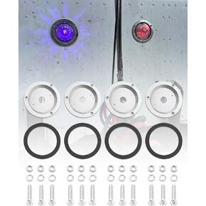 Round Marker Light Bezel Covers for Watermelon Light Bunk Adapter Kit fits Any 4" Hole, Comes with s.s. mounting Hardware 4Pcs