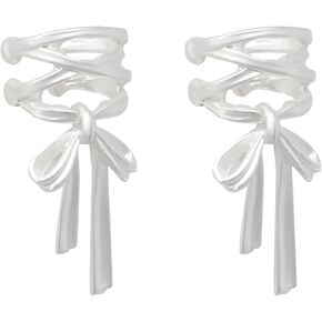 yueton 1 Pairs Elegant Bow Ear Cuff Earrings Ballet Style Ear Cuff Earrings Creative Bowknot Earrings Cute Bow Jewelry for Women