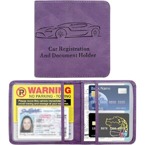 Car Registration & Insurance Card Holder, Waterproof Leather Vehicle Glove Box Organizer with Magnetic Shut, Vehicle Wallet Accessories Case for Cards Document Driver License (Black)