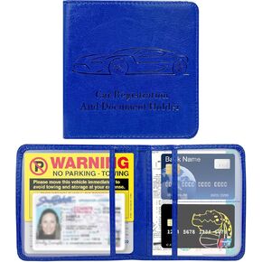 Car Registration & Insurance Card Holder, Waterproof Leather Vehicle Glove Box Organizer with Magnetic Shut, Vehicle Wallet Accessories Case for Cards Document Driver License (Black) in Kuwait