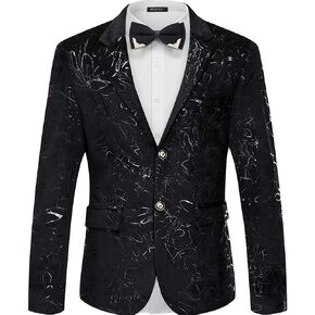WULFUL Mens Blazer Floral Suit Jacket Slim Fit Stylish Blazer for Men Dinner Party Prom Wedding Tuxedo Jacket