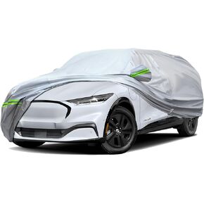 6-Layers Premium Full Car Cover Hard Shell Zipper Design Waterproof All Weather Weatherproof UV Sun Protection Snow Dust Storm Resistant Outdoor with Straps (Fit for SUV/MPV 181"- 190")