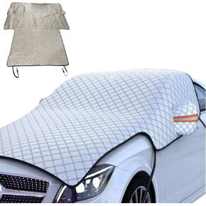 Upgrade Enlarge 92"x87" inch Windshield Cover for Ice and Snow Toughest Windshield Snow Cover Weatherproof for Winter, Windshield and Engine Freeze Protector for Auto Car Truck Van SUV