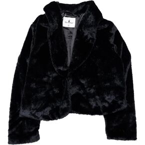 Agnes Orinda Plus Size Jacket for Women Winter Cropped Lapel Shrug Long Sleeve Faux Fur Fluffy Coat