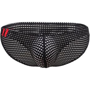 ohyeah Men's Sexy Mesh Underwear with Bulge Pouch Briefs Mesh See Through Bikini Thong Breathable Panty