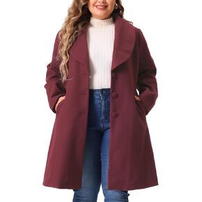 Agnes Orinda Plus Size Coat for Women Notched Shawl Collar Outerwear Single Breasted Coat